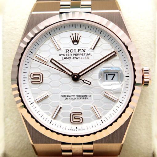 Rolex 127335 Land-Dweller 18K Rose Gold with White Dial - Image 3