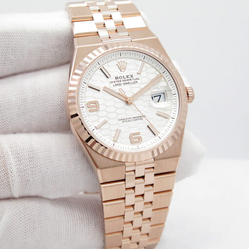 Rolex 127335 Land-Dweller 18K Rose Gold with White Dial