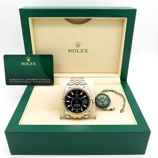 Alternative view of Rolex 326933 Skydweller 18K/SS with Black Dial on Jubilee