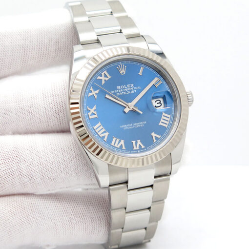 Rolex 126334 Datejust 41 with Azzurro Blue Roman Dial on Oyster