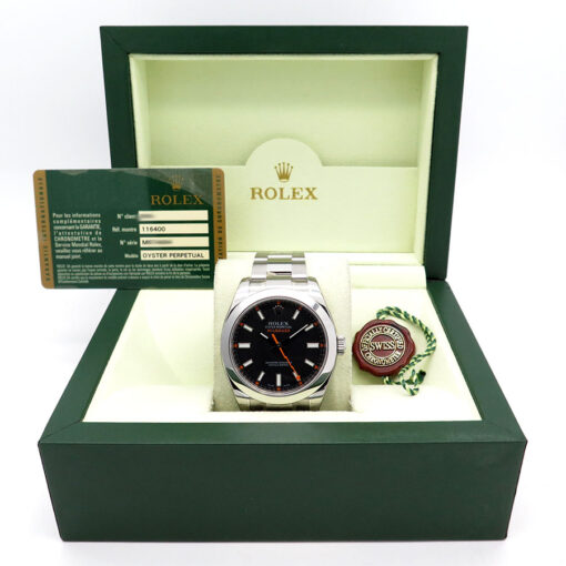 Alternative view of Rolex 116400 Milgauss with Black Dial (New Old Stock)