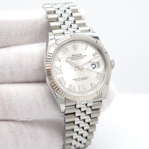 Rolex 126234 Datejust with Silver Roman Diamond VI, IX Dial on Jubilee