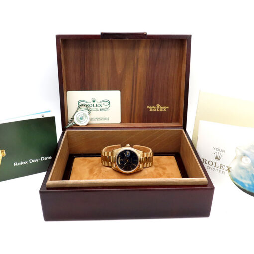 Rolex CPO 18038 Day Date 18K Yellow Gold with Blue Stick Dial - Image 2