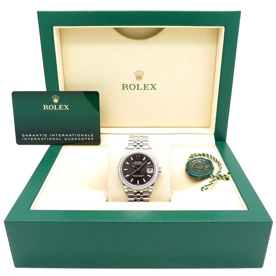 Rolex 278384RBR Datejust with Dark Grey Stick Dial and Diamond Bezel on Jubilee - Image 2