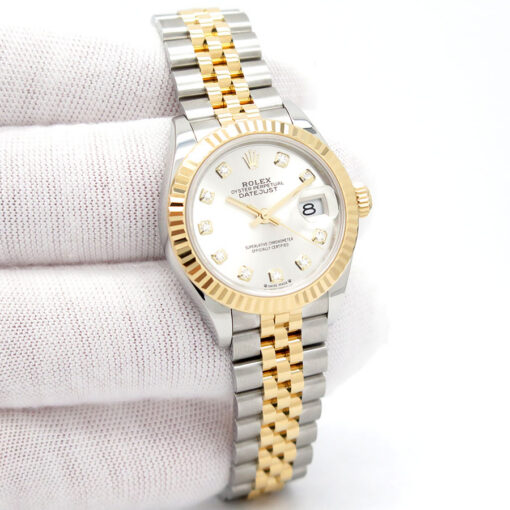 Rolex 279173 Datejust 18K/SS with Silver Diamond Dial on Jubilee
