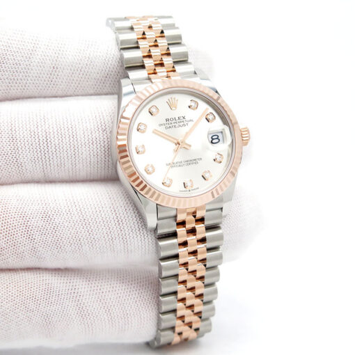 Rolex 278271 Datejust 18K/SS with Silver Diamond Dial on Jubilee