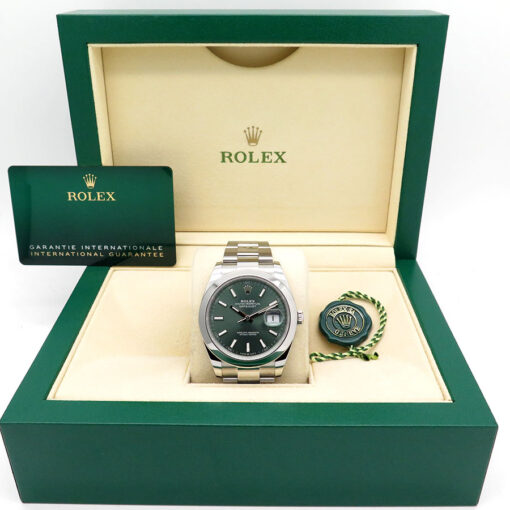 Alternative view of Rolex 126300 Datejust 41 with Mint Green Dial on Oyster