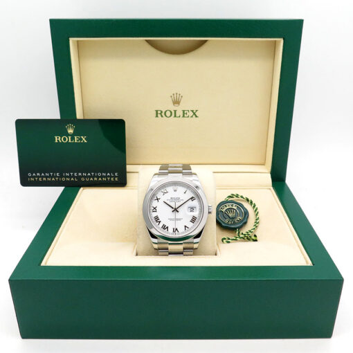 Alternative view of Rolex 126300 Datejust 41 with White Roman Dial on Oyster
