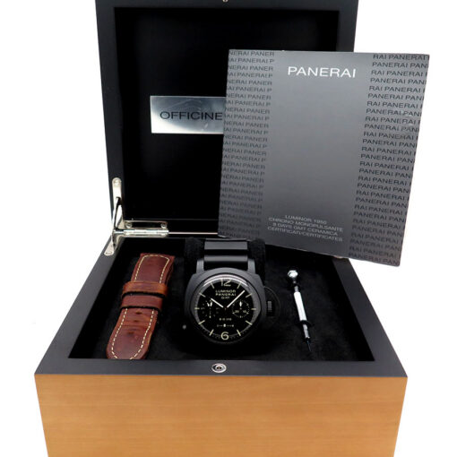 Alternative view of Panerai PAM 317 Luminor 1950 44mm Chronograph Monopulsante 8 Days GMT Ceramic