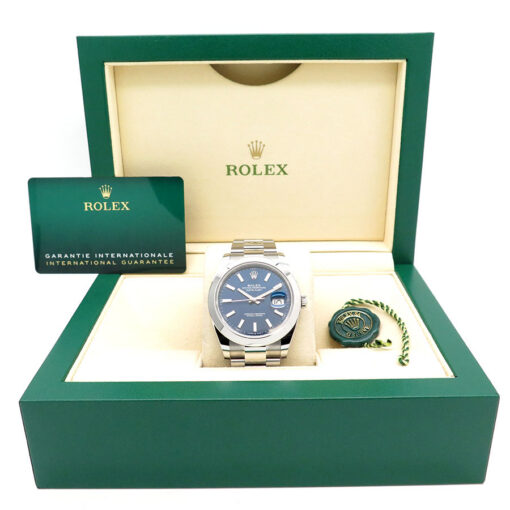 Alternative view of Rolex 126300 Datejust 41 with Blue Stick Dial on Oyster