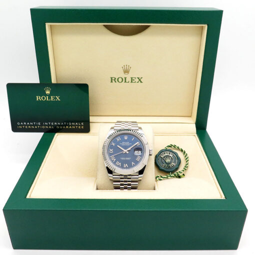 Alternative view of Rolex 126334 Datejust 41 with Blue Roman Dial on Jubilee (New Model)