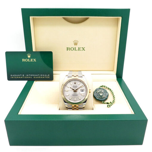Alternative view of Rolex 126333 Datejust 41 18K/SS with Silver Stick Dial on Jubilee (New Old Stock)