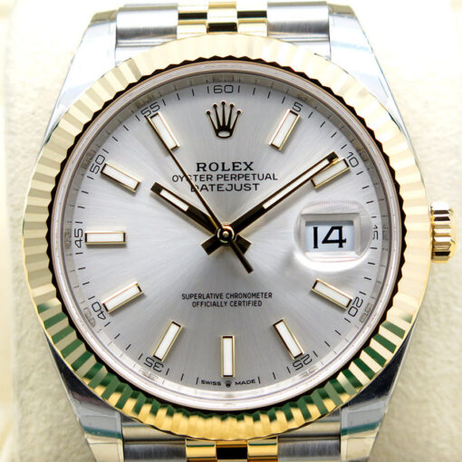 Rolex 126333 Datejust 41 18K/SS with Silver Stick Dial on Jubilee (New Old Stock) - Image 3