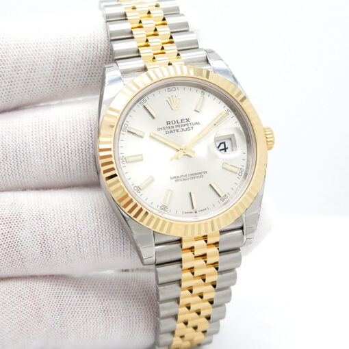 Rolex 126333 Datejust 41 18K/SS with Silver Stick Dial on Jubilee (New Old Stock)