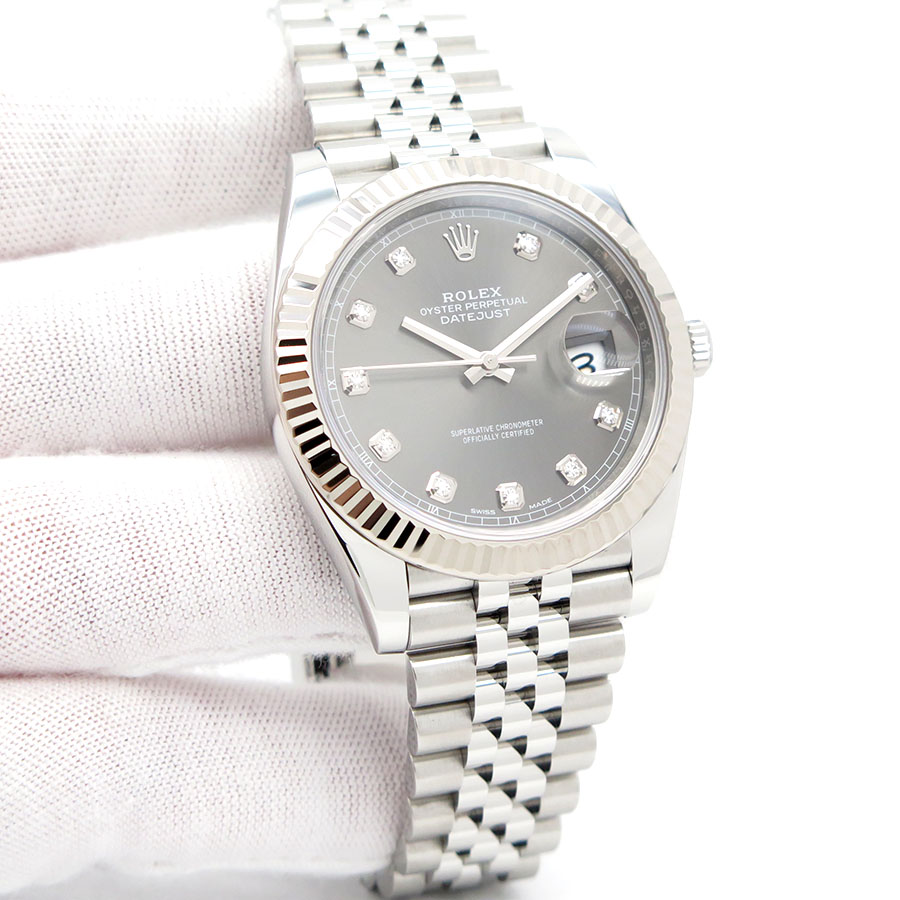 Rolex 126334 Datejust 41 with Dark Rhodium Diamond Dial on Jubilee