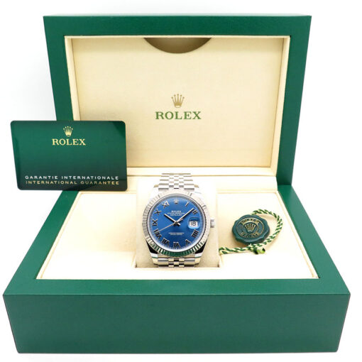 Alternative view of Rolex 126334 Datejust 41 with Blue Azzurro Dial on Jubilee