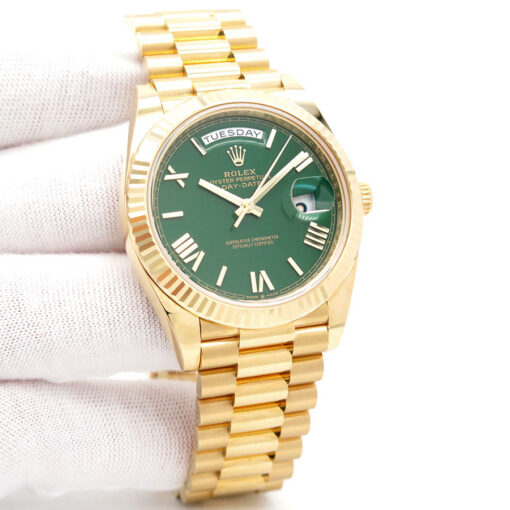 Rolex 228238 Day Date 40 18K Yellow Gold with Green Roman Dial