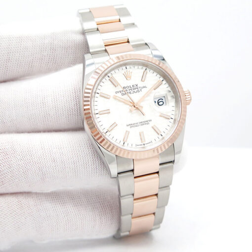 Rolex 126231 Datejust 18K/SS with Silver Fluted Motif Dial on Oyster