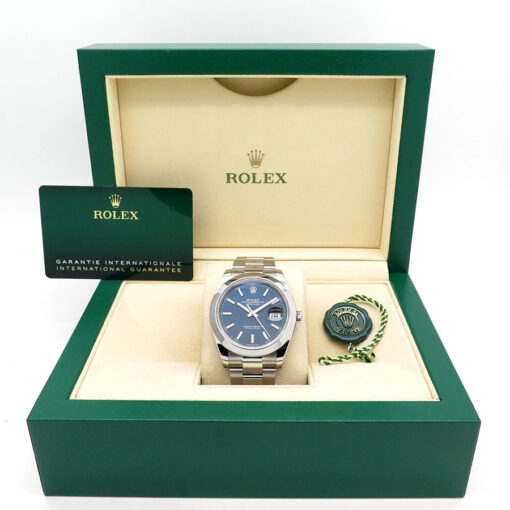 Alternative view of Rolex 126300 Datejust 41 with Blue Stick Dial on Oyster