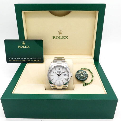 Alternative view of Rolex 126300 Datejust 41 with White Stick Dial on Oyster