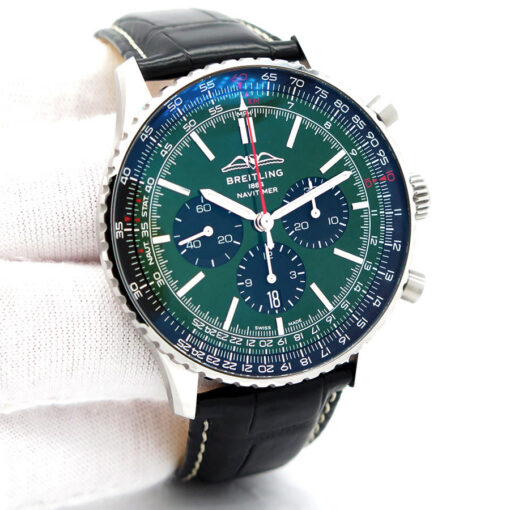 Breitling AB0137 Navitimer B01 Chronograph 46mm with Green Dial on Strap