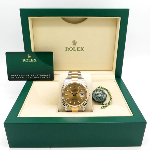 Alternative view of Rolex 126333 Datejust 41 18K/SS with Champagne Stick Dial on Oyster