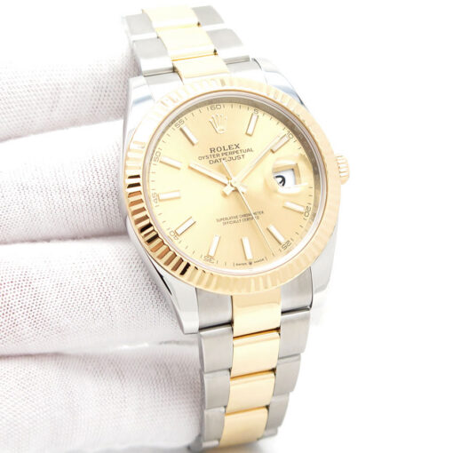 Rolex 126333 Datejust 41 18K/SS with Champagne Stick Dial on Oyster