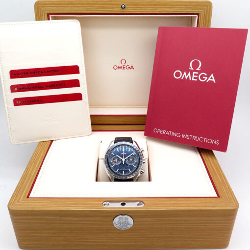 Alternative view of Omega Speedmaster Moonphase Chronograph with Blue Dial