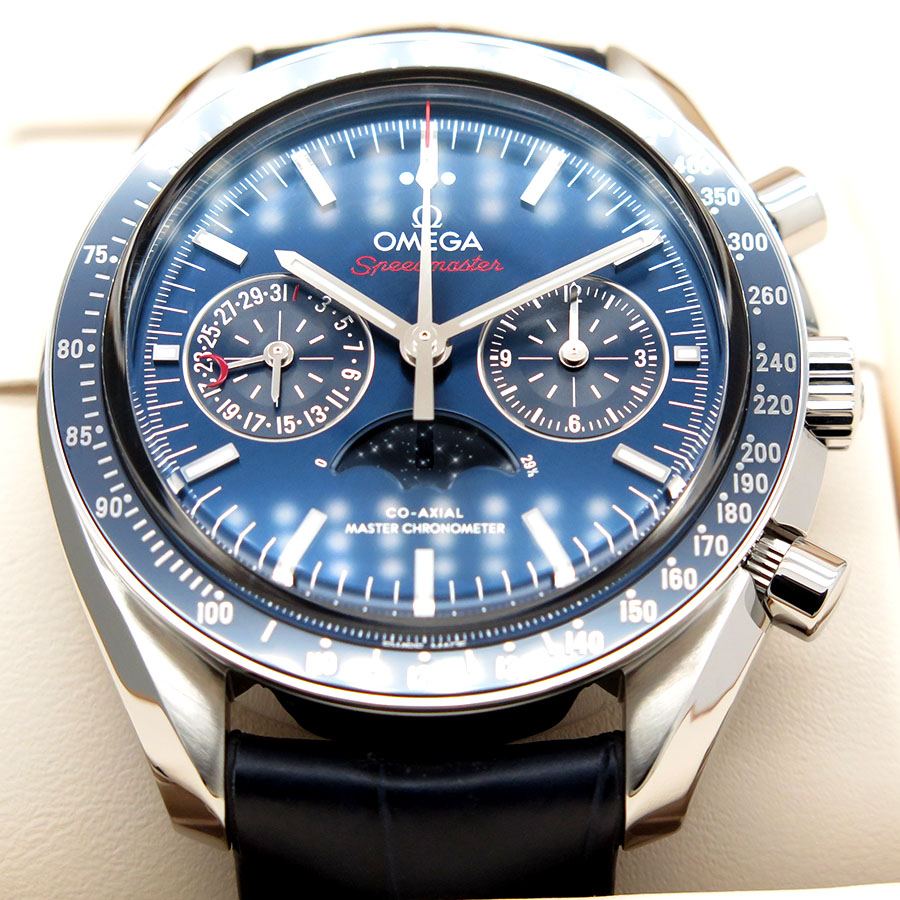 Omega Speedmaster Moonphase Chronograph with Blue Dial - Image 3