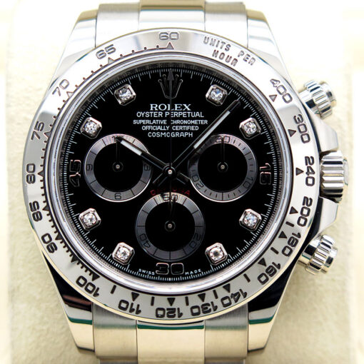Rolex 116509 Cosmograph Daytona 18K White Gold with Black Diamond Dial - Image 3