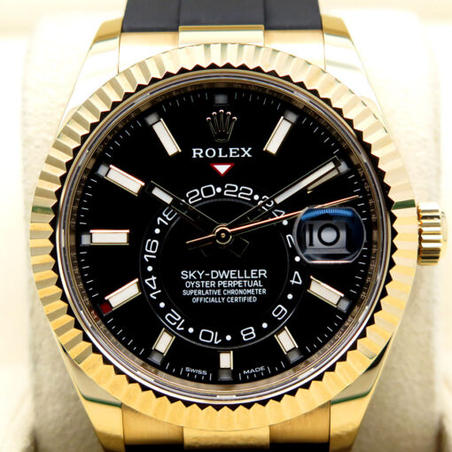 Rolex CPO 326238 Skydweller 18K Yellow Gold with Black Dial on Oysterflex - Image 3