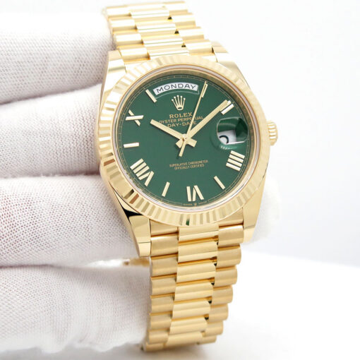 Rolex 228238 Day Date 40 18K Yellow Gold with Green Roman Dial