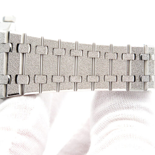 Audemars Piguet 15412BC Royal Oak Double Balance Wheel Openworked Rainbow Sapphire Frosted 18K White Gold - Image 10