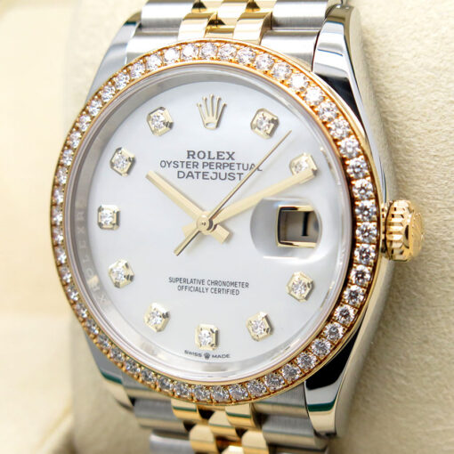 Rolex 126283RBR Datejust 18K/SS with Mother of Pearl Diamond Dial & Bezel on Jubilee - Image 3