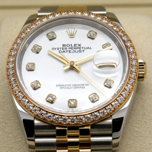 Rolex 126283RBR Datejust 18K/SS with Mother of Pearl Diamond Dial & Bezel on Jubilee - Image 4