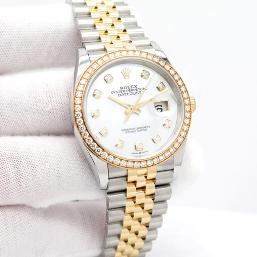 Rolex 126283RBR Datejust 18K/SS with Mother of Pearl Diamond Dial & Bezel on Jubilee