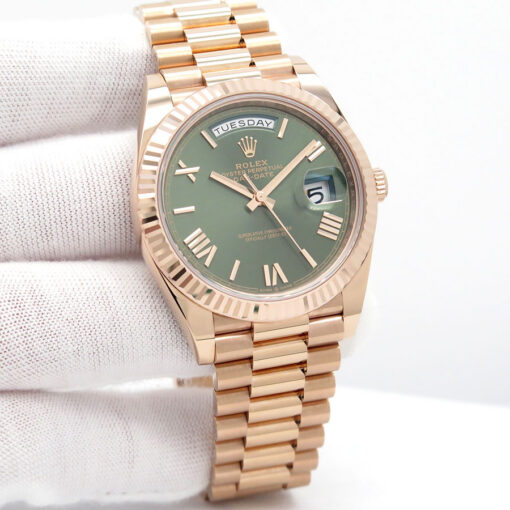 Rolex 228235 Day Date 40 18K Rose Gold with Olive Green Dial