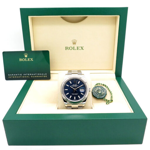Alternative view of Rolex 126334 Datejust 41 with Blue Stick Dial on Oyster