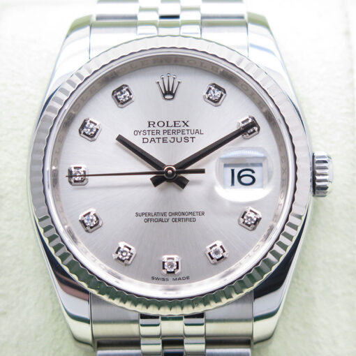 Rolex 116234 Datejust with Silver Diamond Dial on Jubilee - Image 3