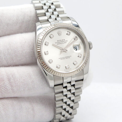 Rolex 116234 Datejust with Silver Diamond Dial on Jubilee