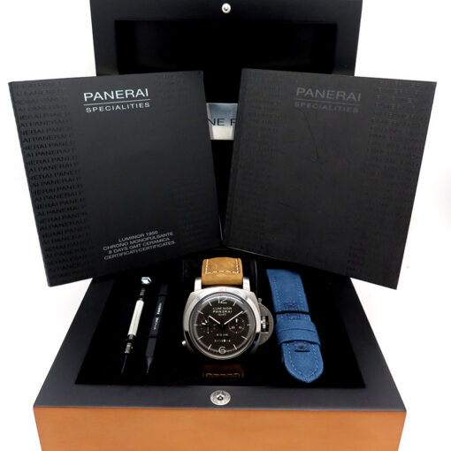 Alternative view of Panerai PAM 311 Luminor 1950 Chronograph Monopulsante 8 Days GMT Titanio