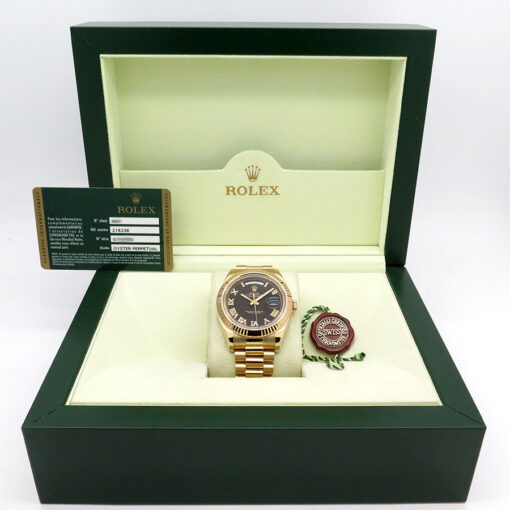 Alternative view of Rolex 218238 Day Date II 18K Yellow Gold with Black Roman Dial
