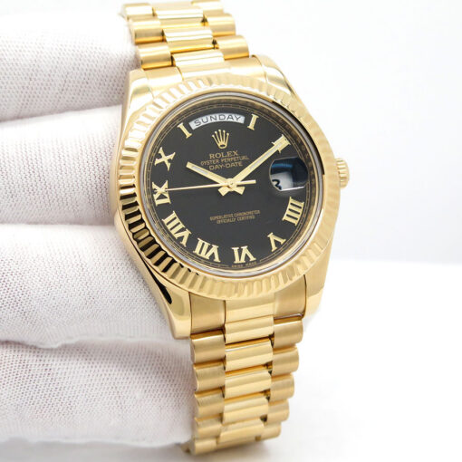 Rolex 218238 Day Date II 18K Yellow Gold with Black Roman Dial