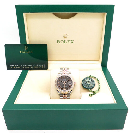 Alternative view of Rolex 278341RBR Datejust 18K/SS with Slate Roman Diamond VI Dial & Domed Diamond Bezel on Jubilee
