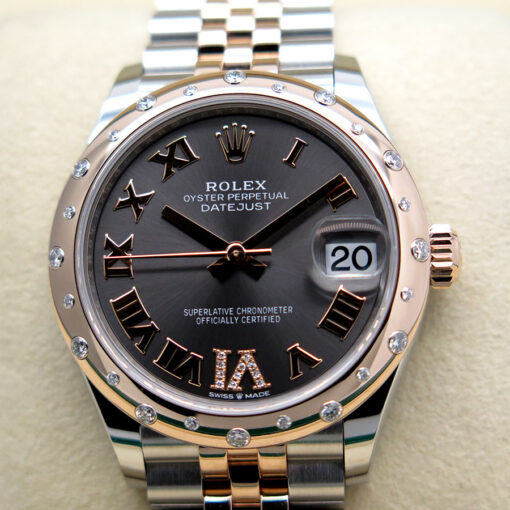 Rolex 278341RBR Datejust 18K/SS with Slate Roman Diamond VI Dial & Domed Diamond Bezel on Jubilee - Image 3