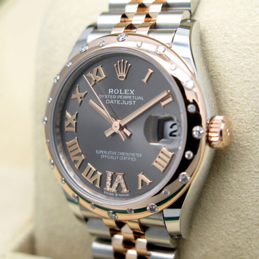 Rolex 278341RBR Datejust 18K/SS with Slate Roman Diamond VI Dial & Domed Diamond Bezel on Jubilee - Image 4