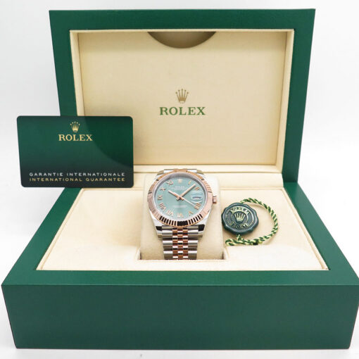 Alternative view of Rolex 126331 Datejust 41 18K/SS with Mint Green Roman Dial on Jubilee (New Model)
