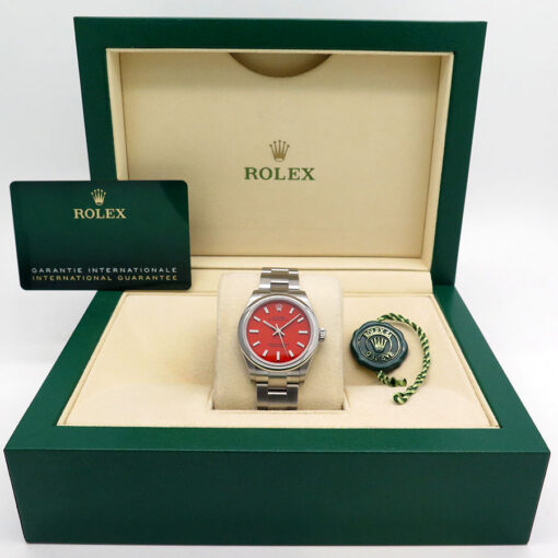 Alternative view of Rolex 277200 Oyster Perpetual 31 with Coral Red Dial