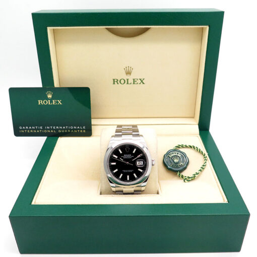 Alternative view of Rolex 126300 Datejust 41 with Black Stick Dial on Oyster