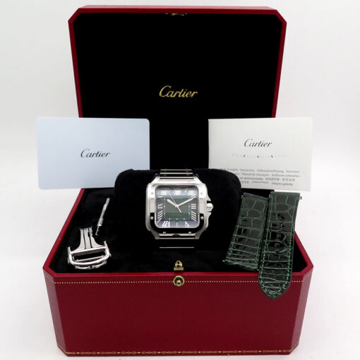 Alternative view of Cartier WSSA0062 Santos de Cartier Large with Green Dial